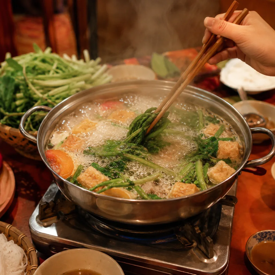Không gian quán buổi tối